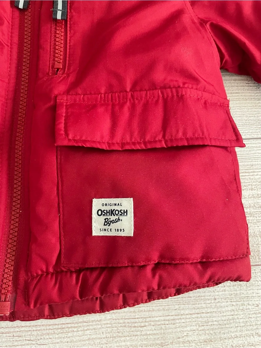 OshKosh B’gosh Red and Black Hooded Winter Jacket Toddler 2T